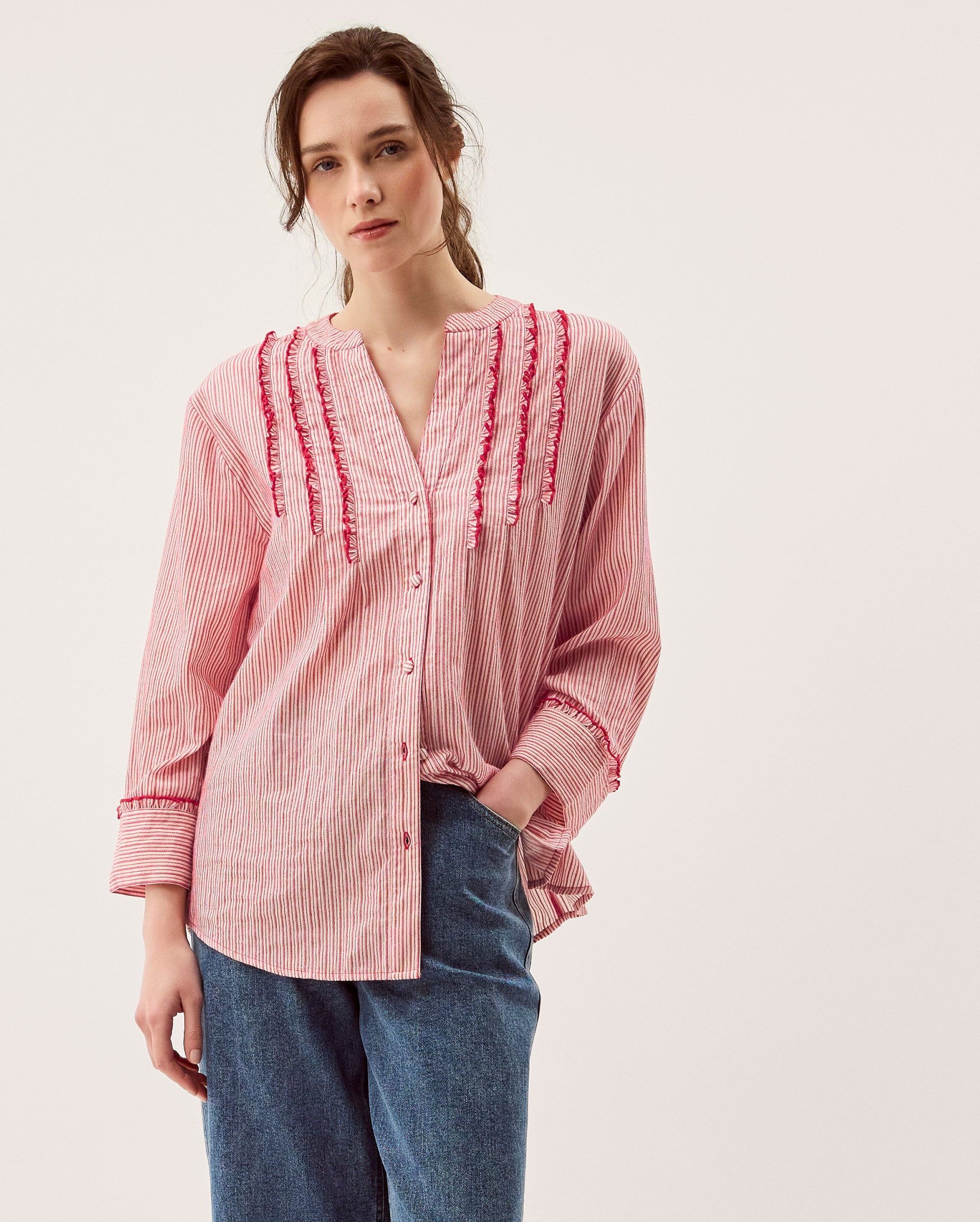 Monsoon Ceres Frill Stripe Shirt | Fashion World