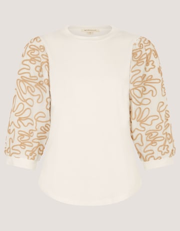 Monsoon Freya Embroidered Sleeve Top