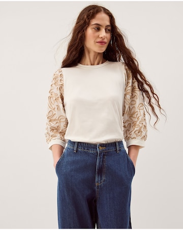 Monsoon Freya Embroidered Sleeve Top