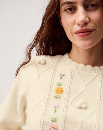 Monsoon Elsie Floral Cable Knit Jumper