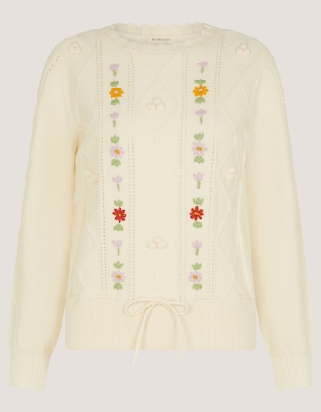 Monsoon Elsie Floral Cable Knit Jumper