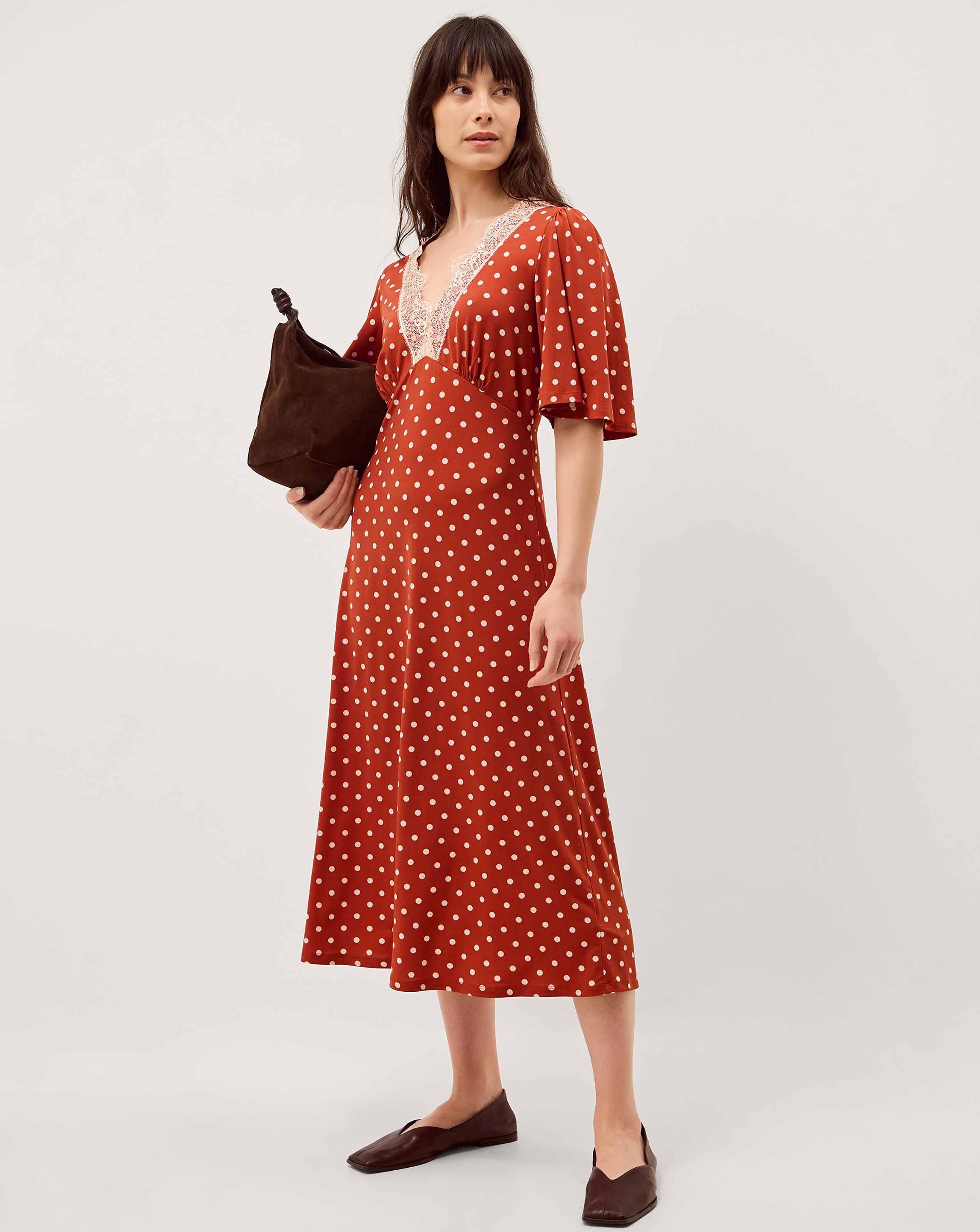 New In - Monsoon Peri Polka Dot Jersey Midi Dress