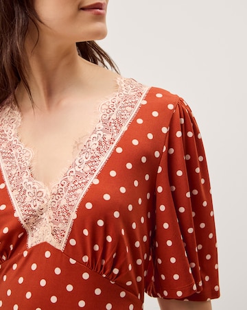 Monsoon Peri Polka Dot Jersey Midi Dress