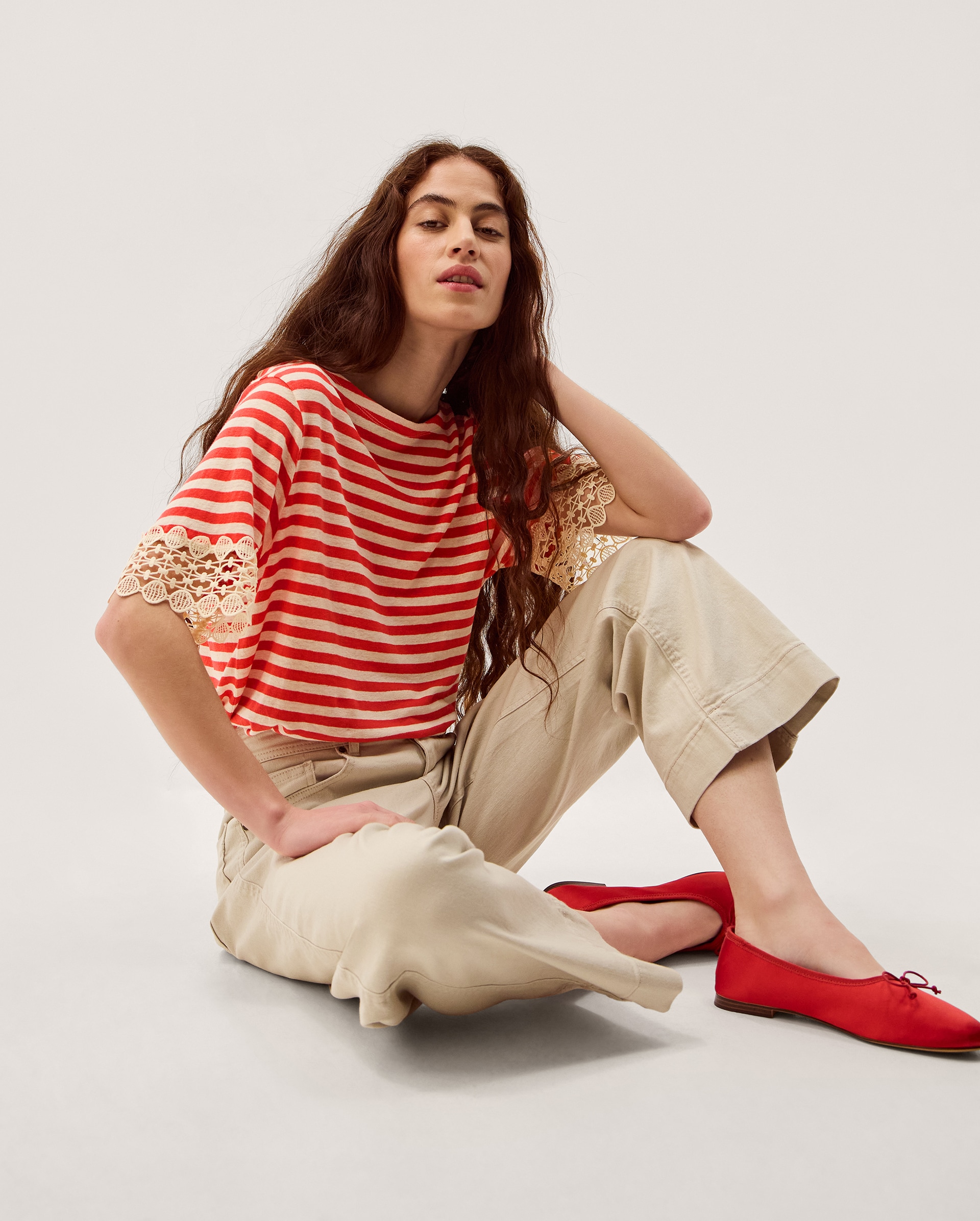 Monsoon Sasha Stripe Linen Blend T-Shirt