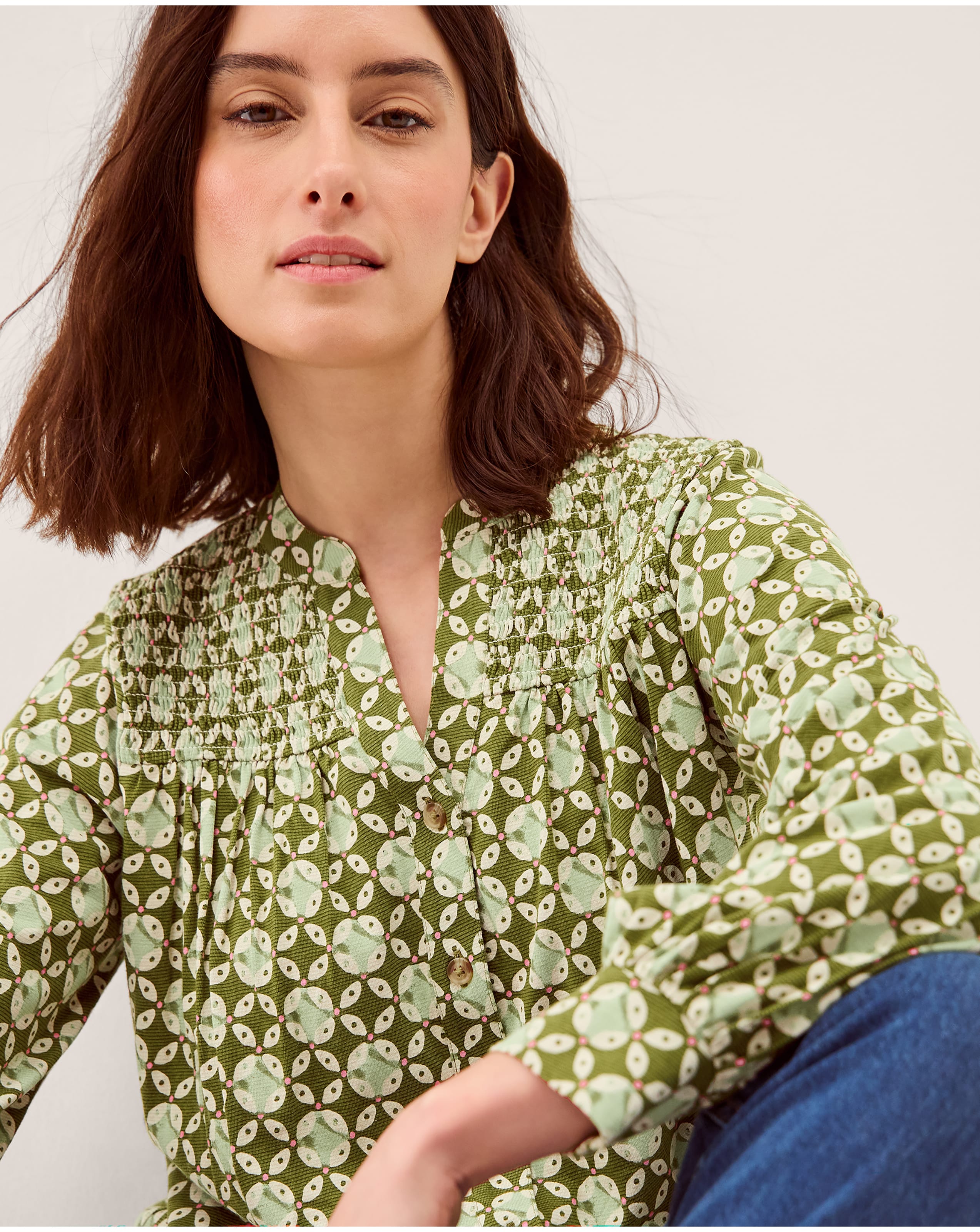 Monsoon Kalani Geometric Jersey Blouse