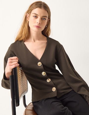 Monsoon Perna V-Neck Button Jersey Top