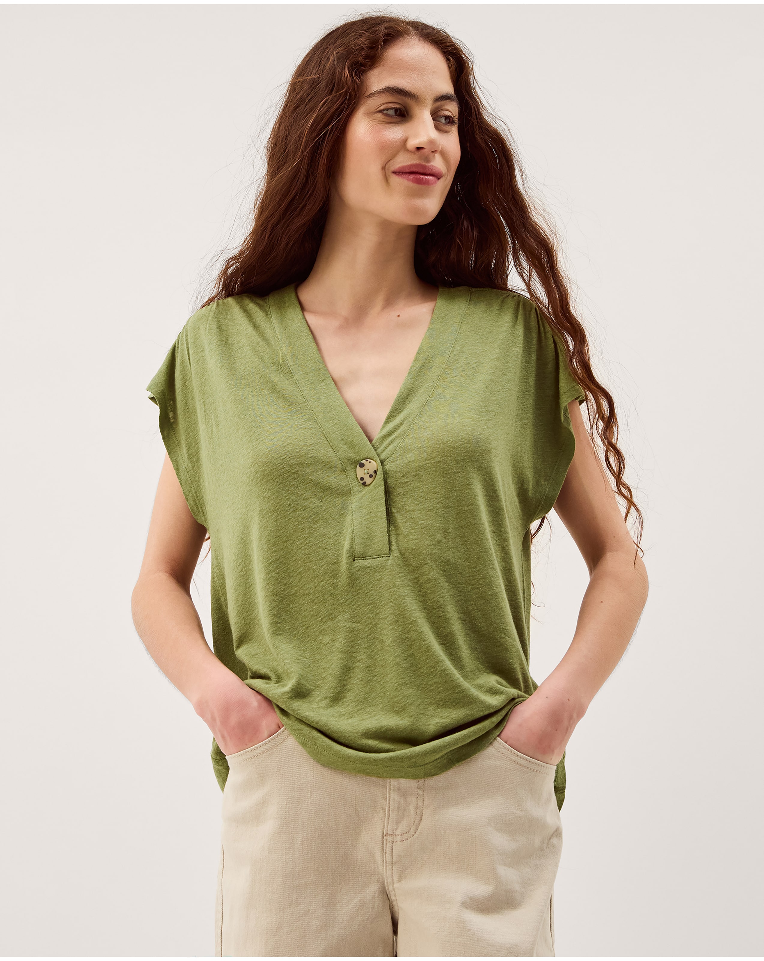 Monsoon Lucy Linen Blend T-Shirt