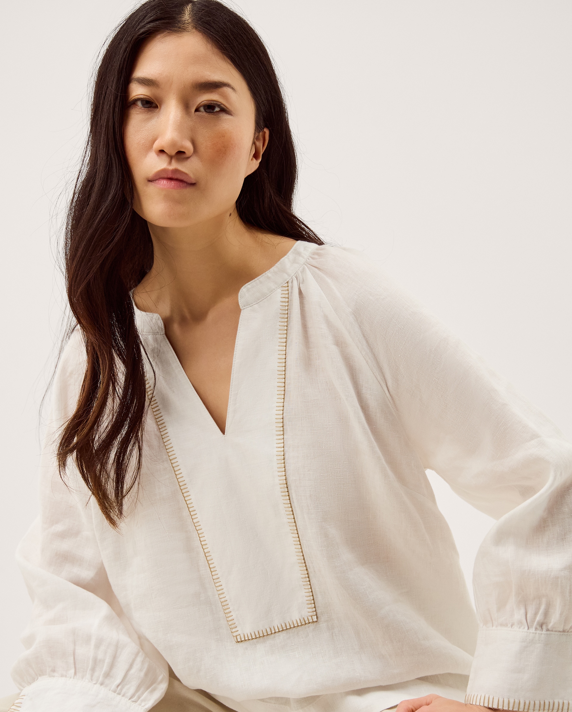 New In - Monsoon Frida V-Neck Linen Blouse