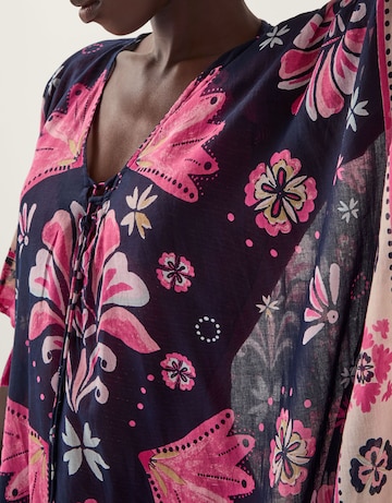 Monsoon Abbie Floral Print Mini Kaftan