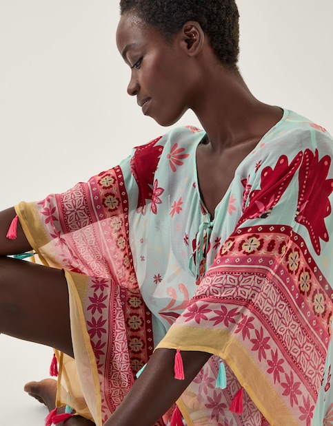 Monsoon Abbie Floral Mini Kaftan