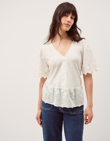Monsoon Freya V-Neck Floral Broderie Top