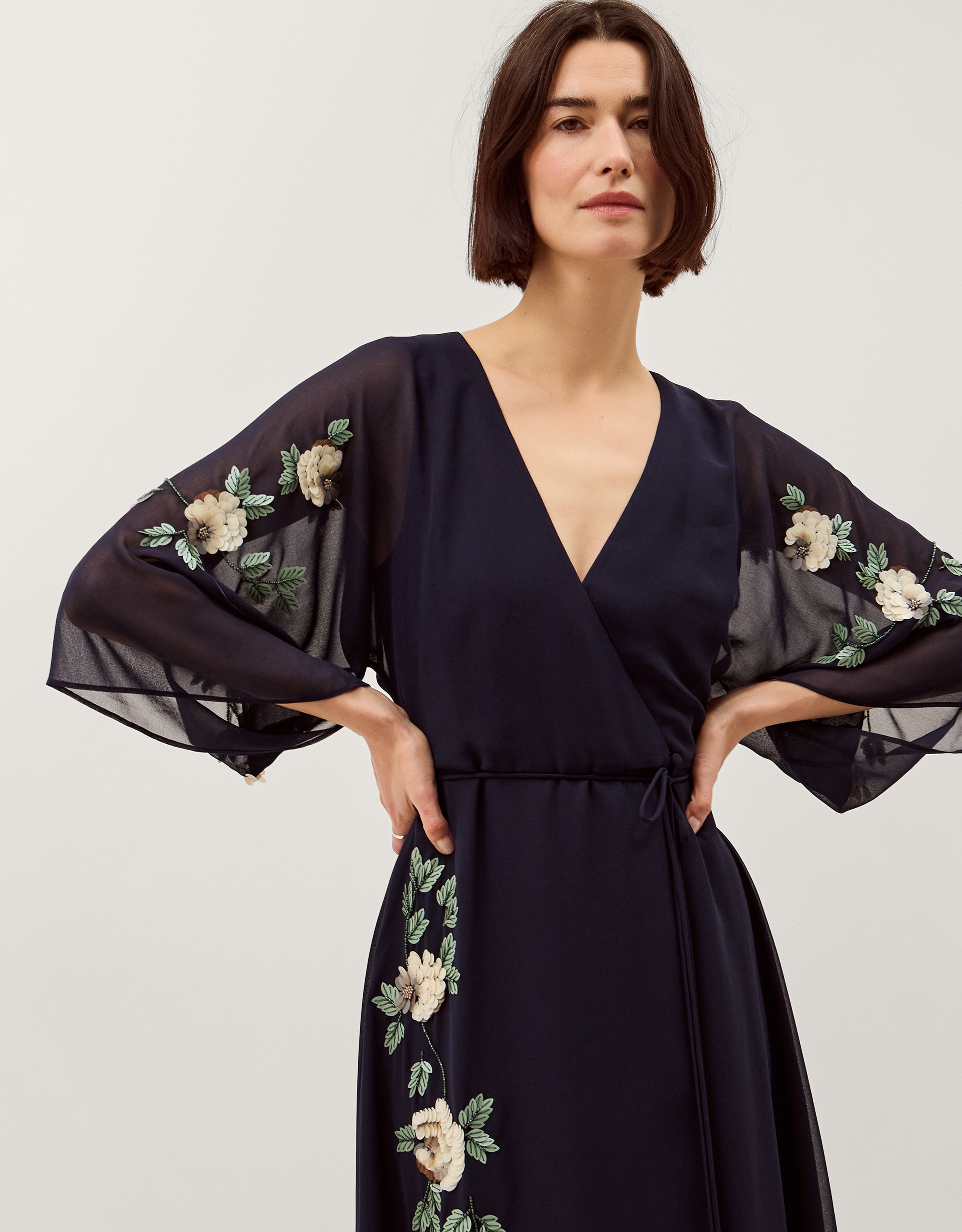 New In - Monsoon Clara Floral Midi Wrap Dress