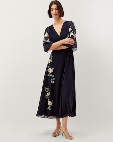 Monsoon Clara Floral Midi Wrap Dress