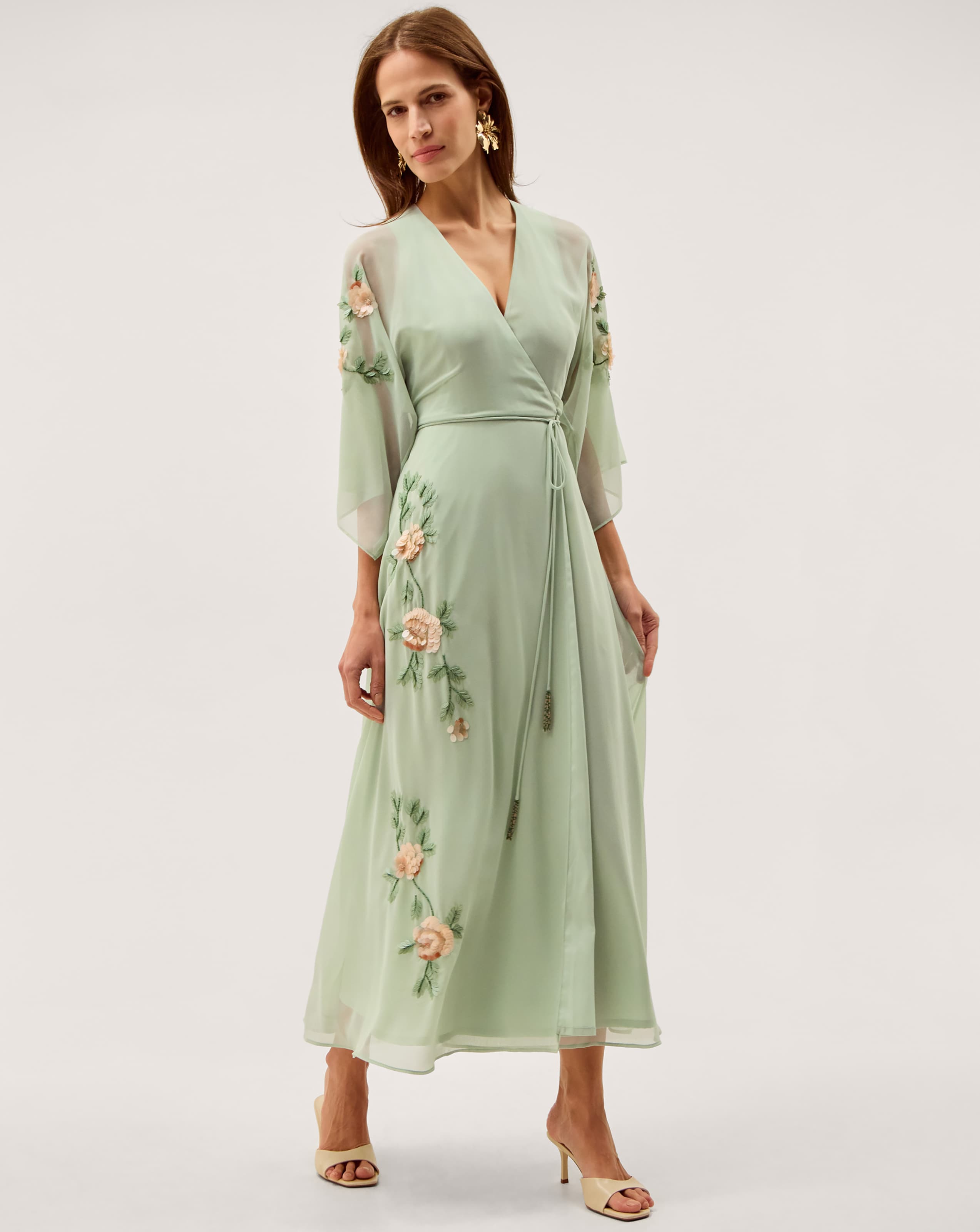 Monsoon Clara Floral Midi Wrap Dress