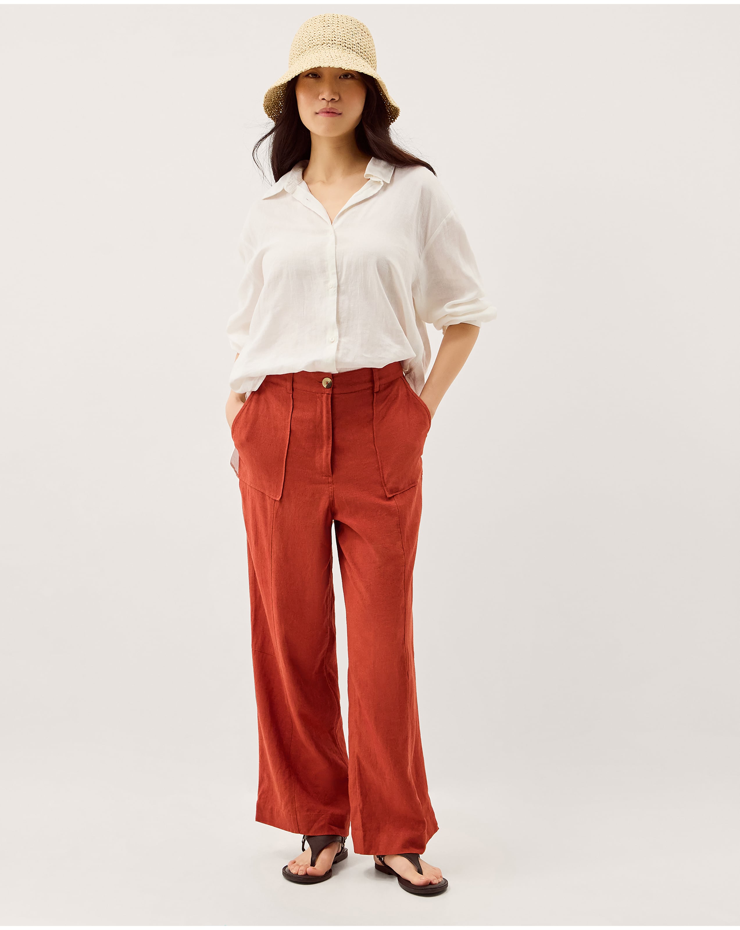 New In - Monsoon Jolie Straight Linen Trousers