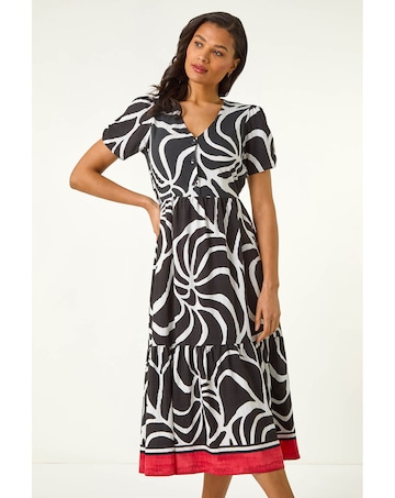 Roman Linear Border Shirt Dress