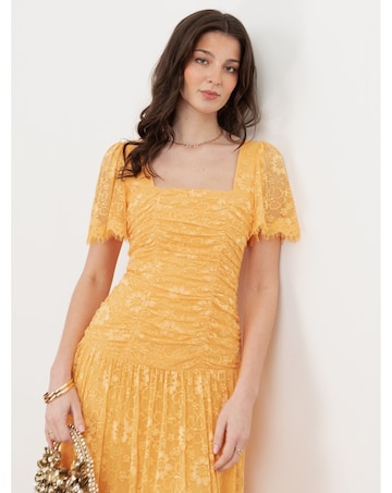 Maya Deluxe Ruched Lace Midaxi Dress