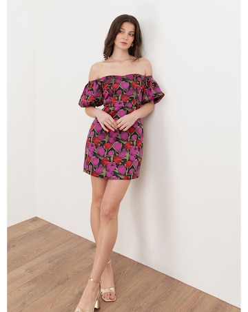 Maya Deluxe Jacquard Bardot Mini Dress