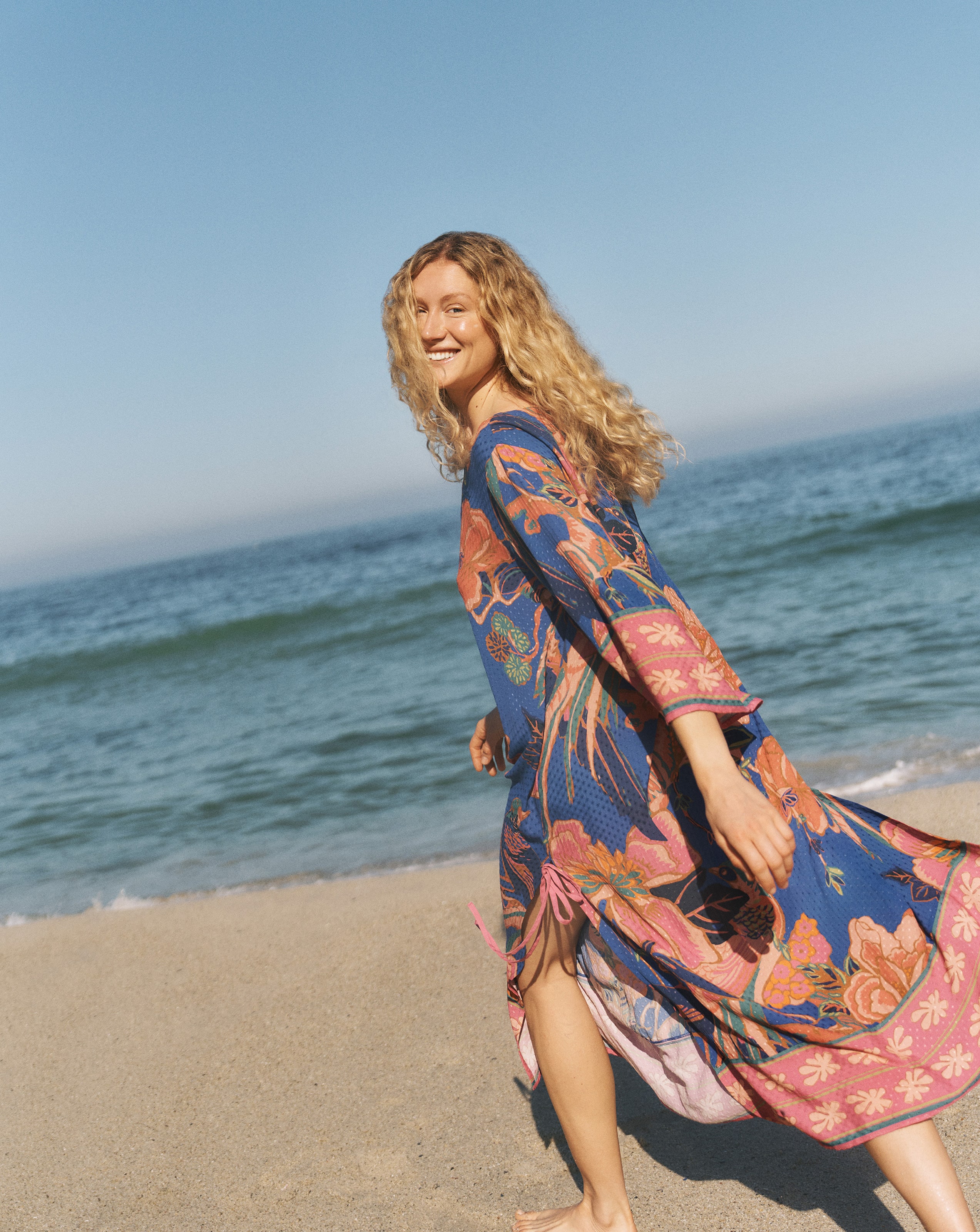 Monsoon Carmen Floral Print Midi Kaftan