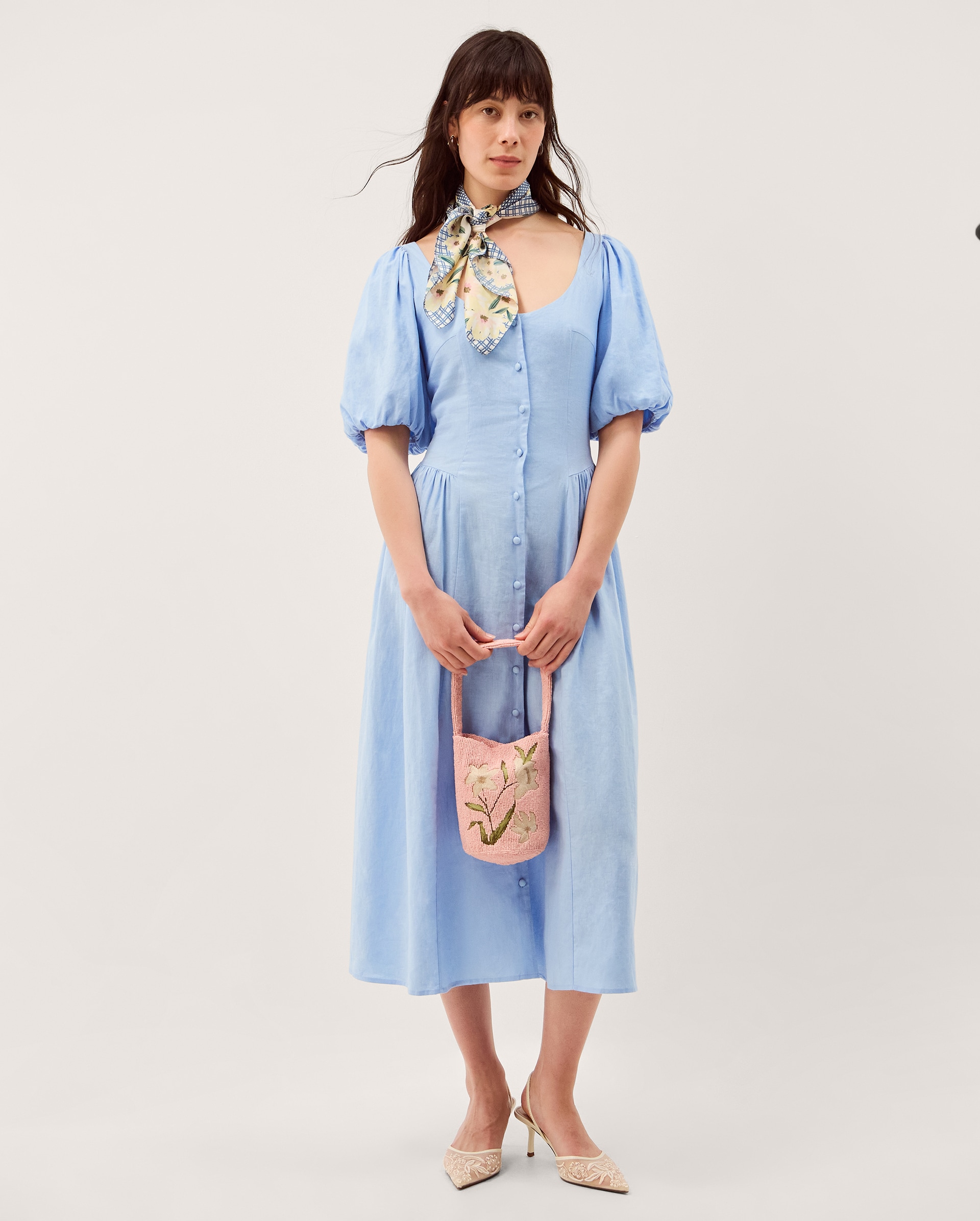 New In - Monsoon Lottie Linen Blend Midi Dress
