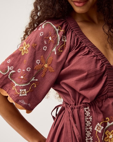 Monsoon Greta Embroidered Midi Dress