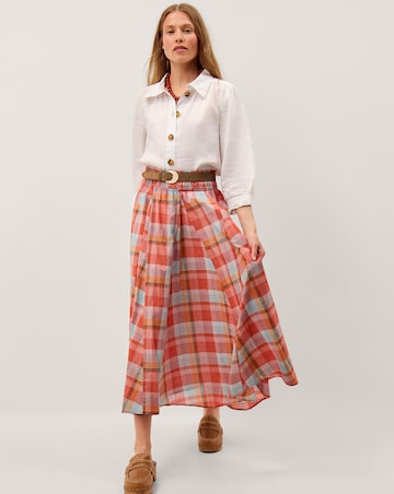 Monsoon Cecily Check Midi Skirt