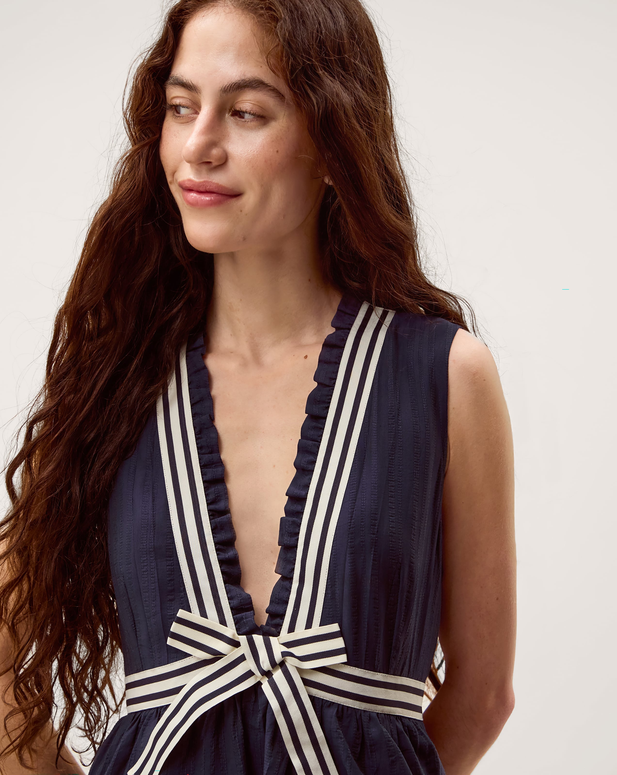Monsoon Cece Stripe Bow Midi Dress
