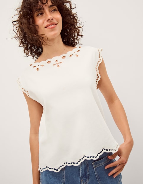 Monsoon Gaia Floral Cutwork Top