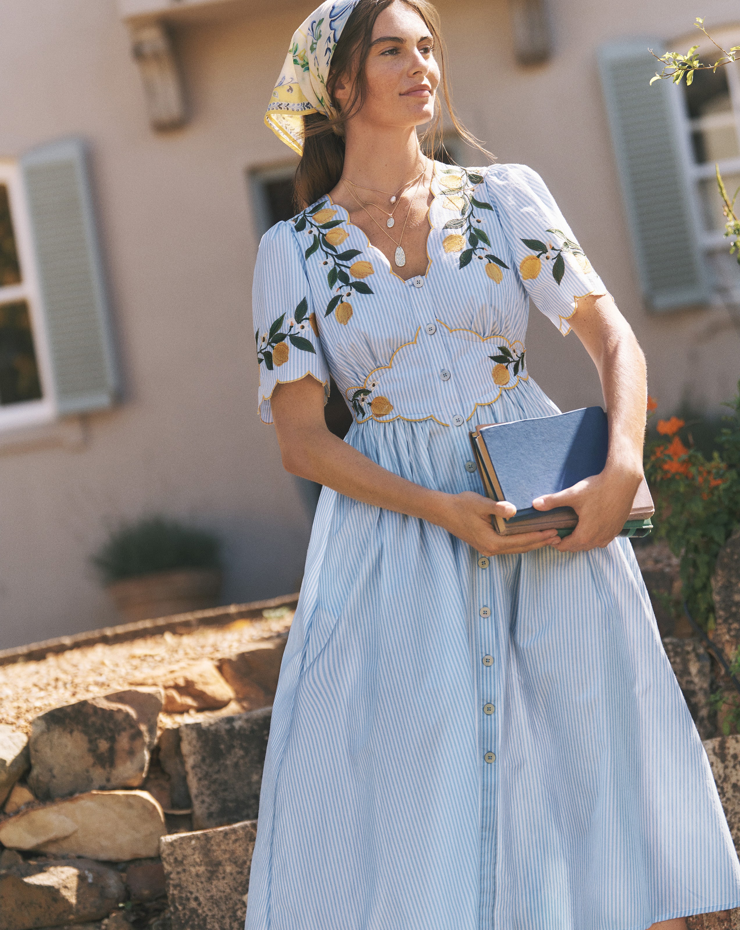 Monsoon Marisol Lemon Stripe Midi Dress