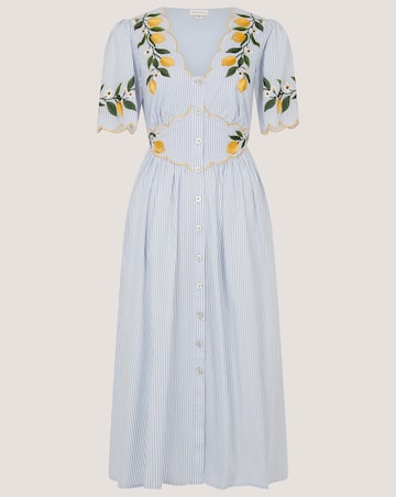 Monsoon Marisol Lemon Stripe Midi Dress