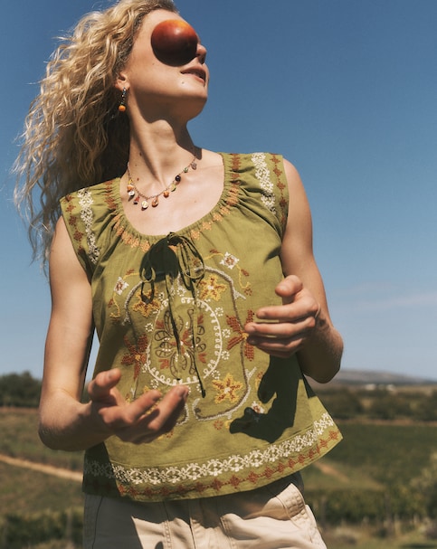 Monsoon Greta Floral Embroidered Top