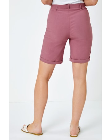 Roman Elastic Waist Turn Up Shorts