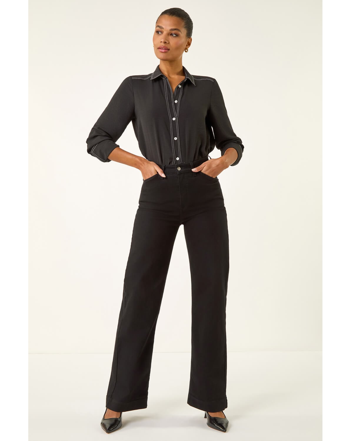 New In - Roman Wide Leg Stretch Denim Jeans