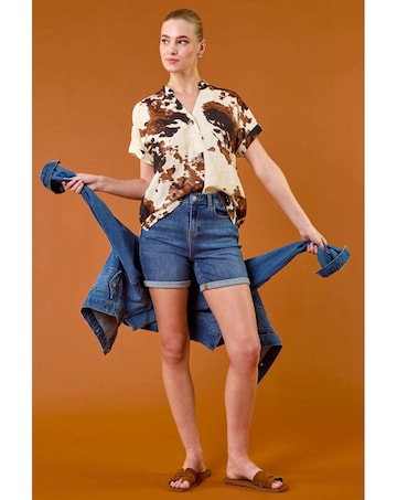 Roman Stretch Denim Mom Shorts
