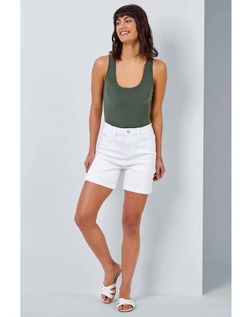 Roman Stretch Denim Mom Shorts