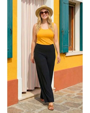 Roman Curve Elastic Waist Wide Trousers
