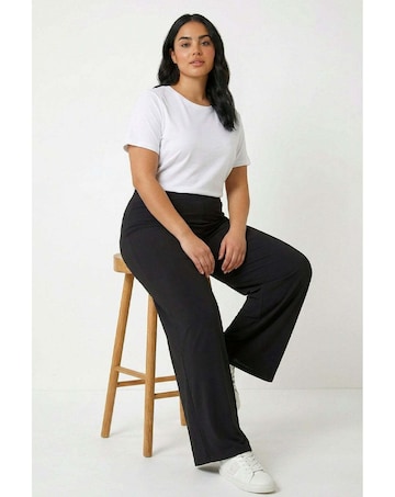 Roman Curve Elastic Waist Wide Trousers