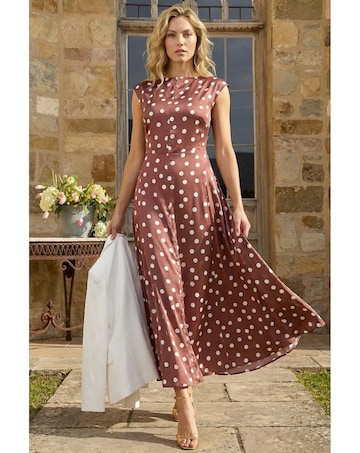 Roman Polka Dot Boat Neck Dress