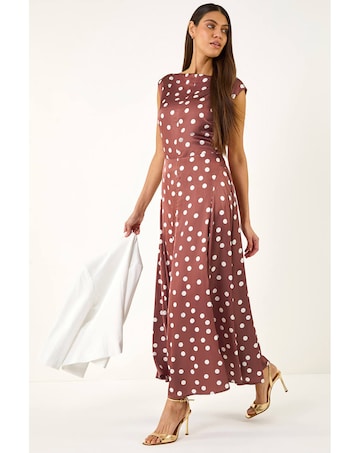 Roman Polka Dot Boat Neck Dress