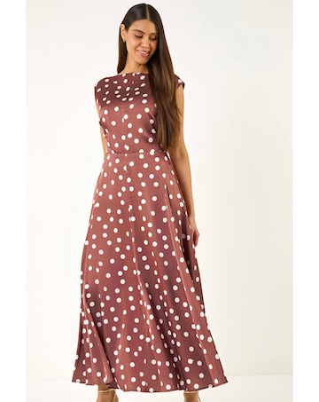 Roman Polka Dot Boat Neck Dress