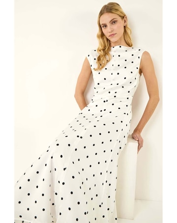 Roman Polka Dot Boat Neck Dress