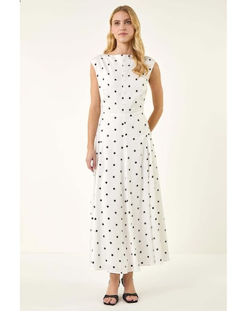 Roman Polka Dot Boat Neck Dress