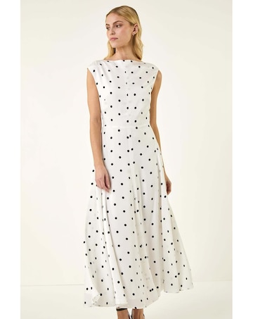 Roman Polka Dot Boat Neck Dress