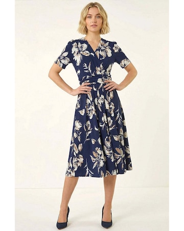 Roman Floral Wrap Midi Dress