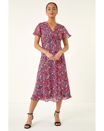 Roman Petite Floral Twist Midi Dress