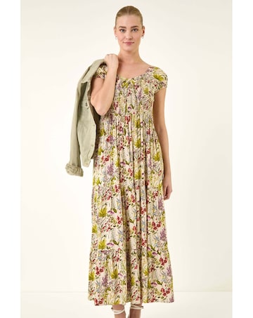 Roman Floral Print Tiered Maxi Dress