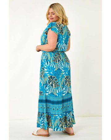 Roman Curve Tropical Tie Neck Dress