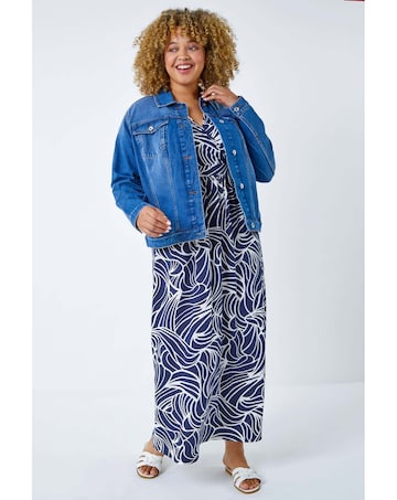 Roman Curve Cotton Denim Jacket