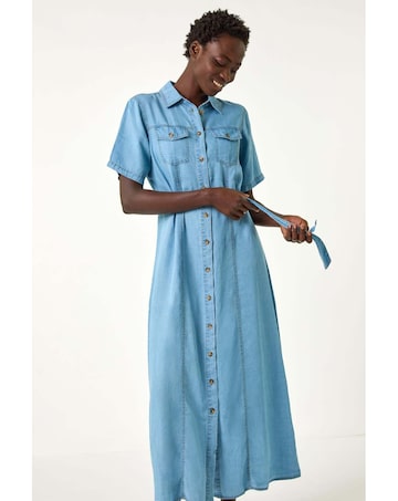 Roman Button Through Midi Dress