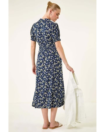 Roman Ditsy Print V-Neck Midi Dress